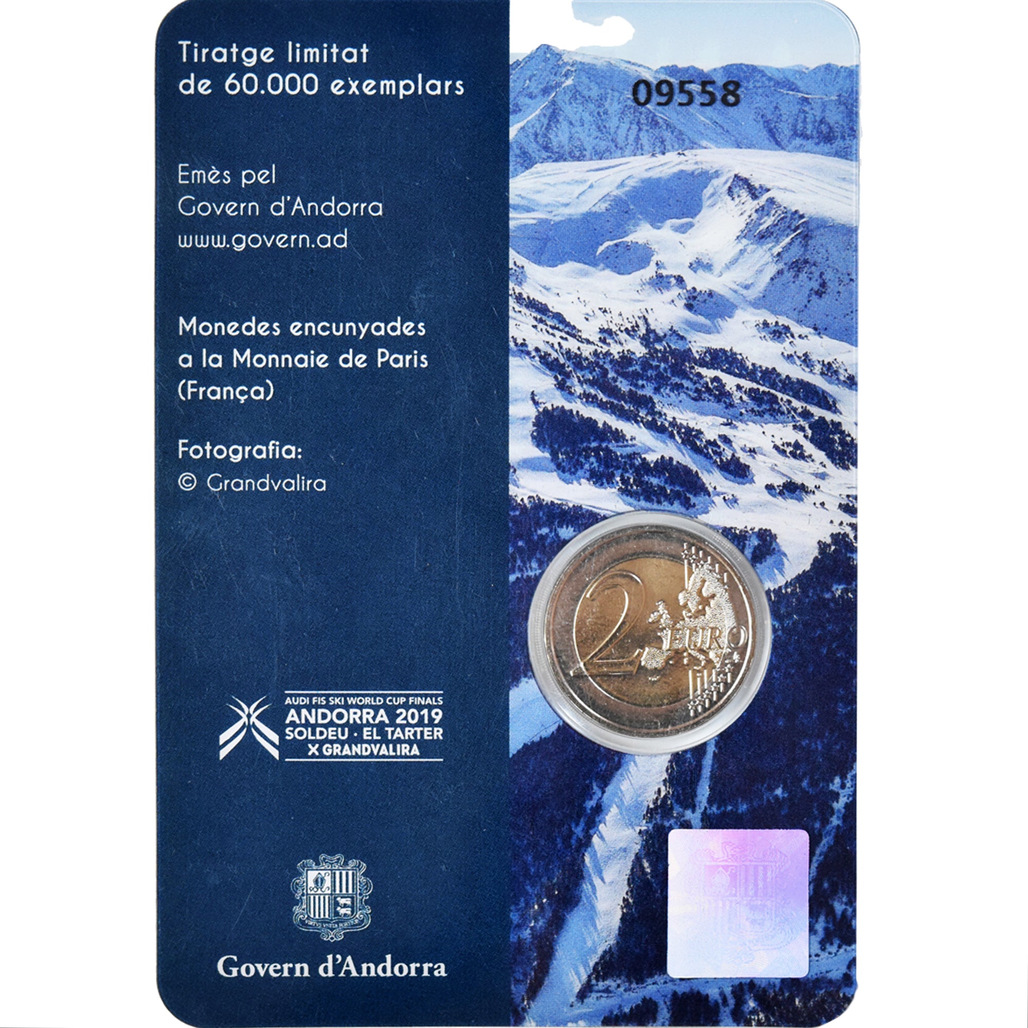 Andorra, 2 Euro, Finale de la coupe du monde de ski Alpin, 2019, Coin card