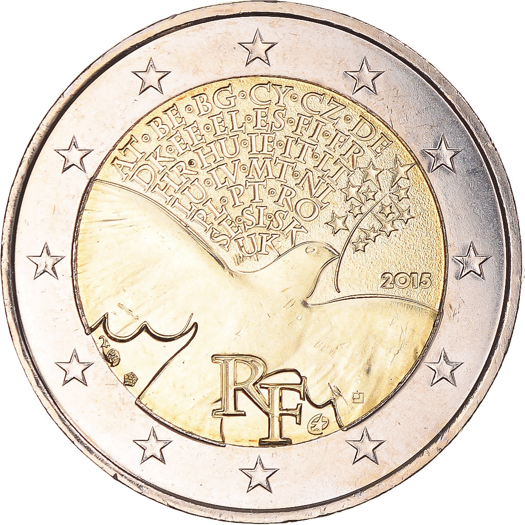 Francia, 2 Euro, Construction de la paix, 2015, EBC, Bimetálico
