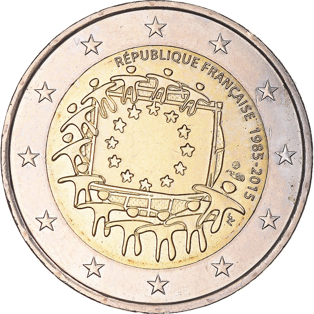 Francia, 2 Euro, 30 ans du drapeau de l'UE, 2015, EBC, Bimetálico