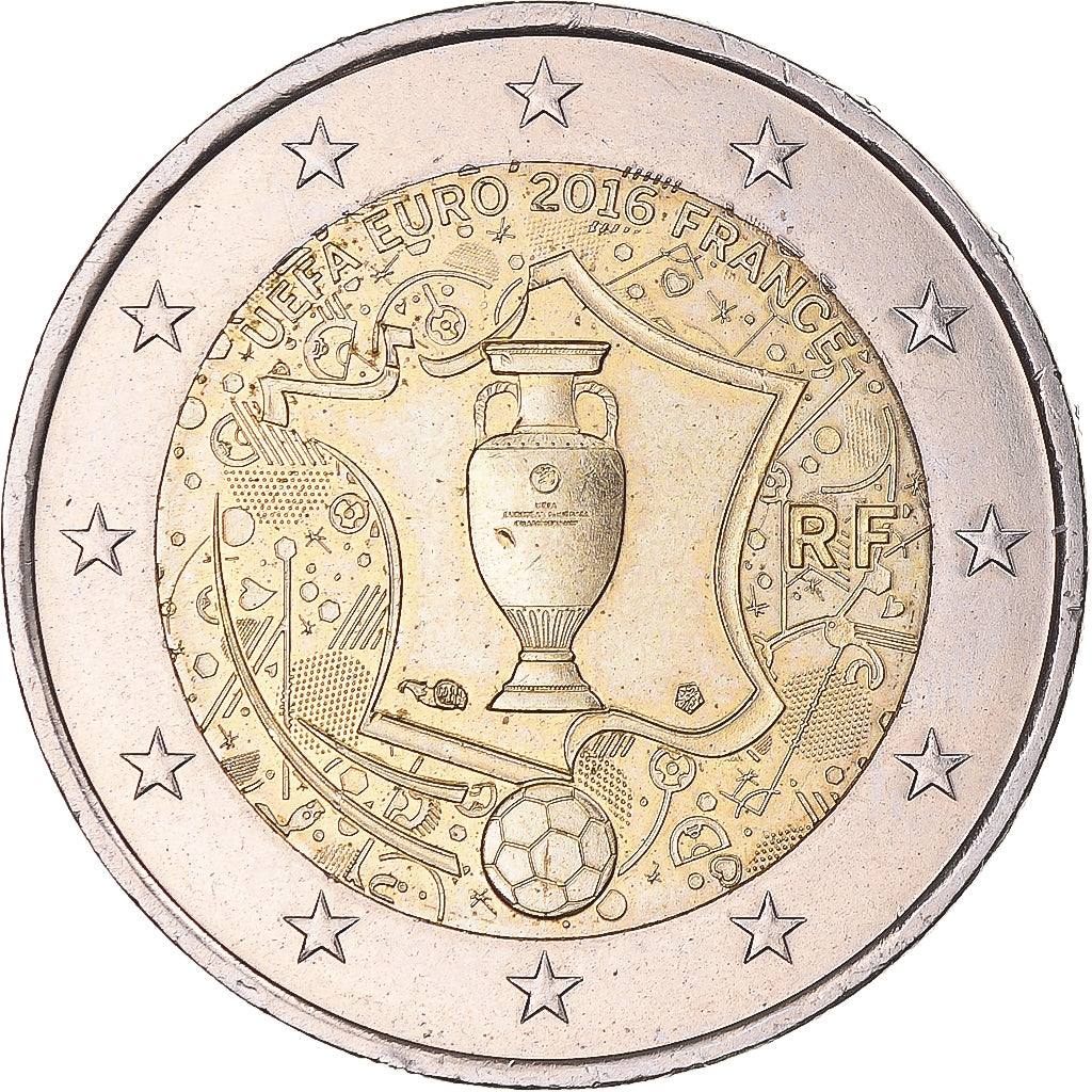 France, 2 Euro, 2016, UEFA Euro 2016, AU(55-58), Bi-Metallic