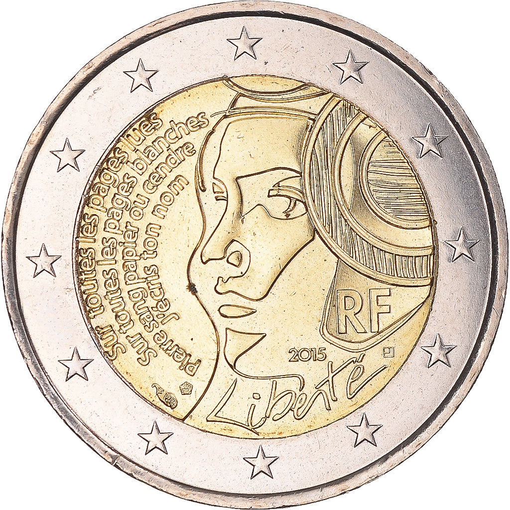France, 2 Euro, 2015, Liberté, TTB+, Bimétallique