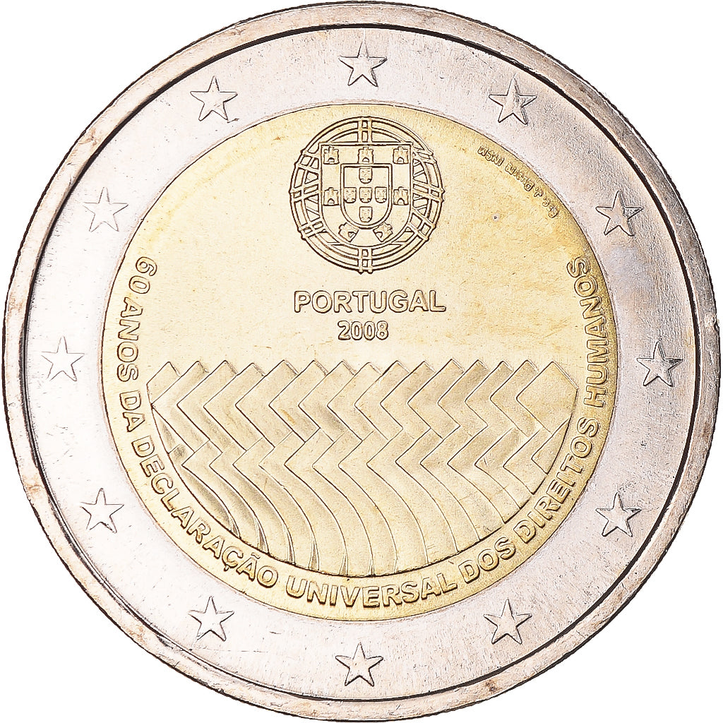 Portugal, 2 Euro, 60 ans déclaration des Droits de l'Homme, 2008, Lisbon