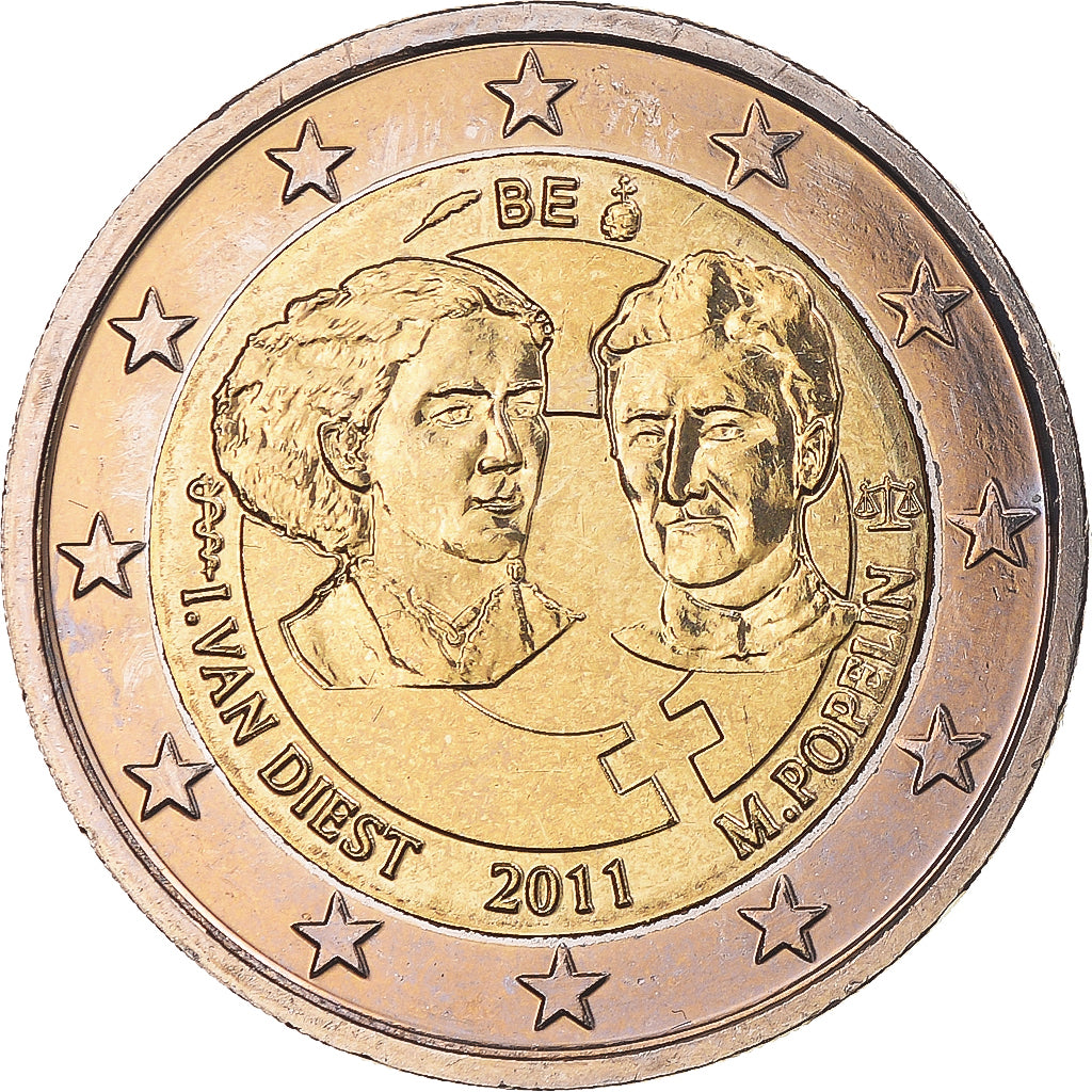 Bélgica, 2 Euro, International Women's Day, 100th Anniversary, 2011, Brussels