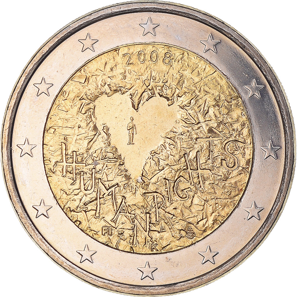 Finland, 2 Euro, 2008, Human Rights, AU(55-58), Bi-Metallic, KM:143