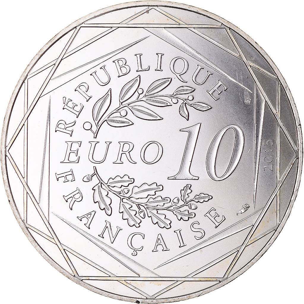 France, 10 Euro, 2015, Asterix Liberté La rose et le glaive, MS(65-70), Silver
