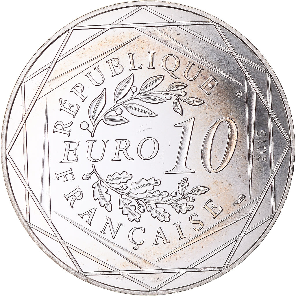 France, 10 Euro, 2015, Asterix Liberté La rose et le glaive, MS(65-70), Silver