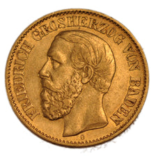 GERMAN STATES, 10 Mark, 1876, Stuttgart, KM #264, AU(50-53), Gold, 3.95