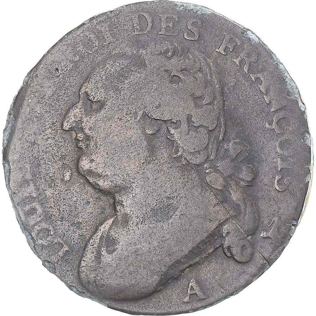 Moneda, Francia, 12 deniers françois, 12 Deniers, 1792, Paris, BC+, Bronce