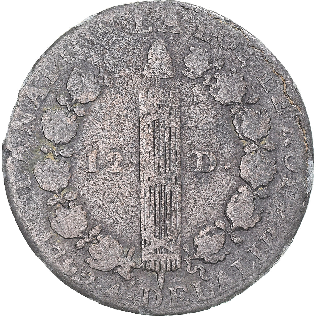 Moneda, Francia, 12 deniers françois, 12 Deniers, 1792, Paris, BC+, Bronce