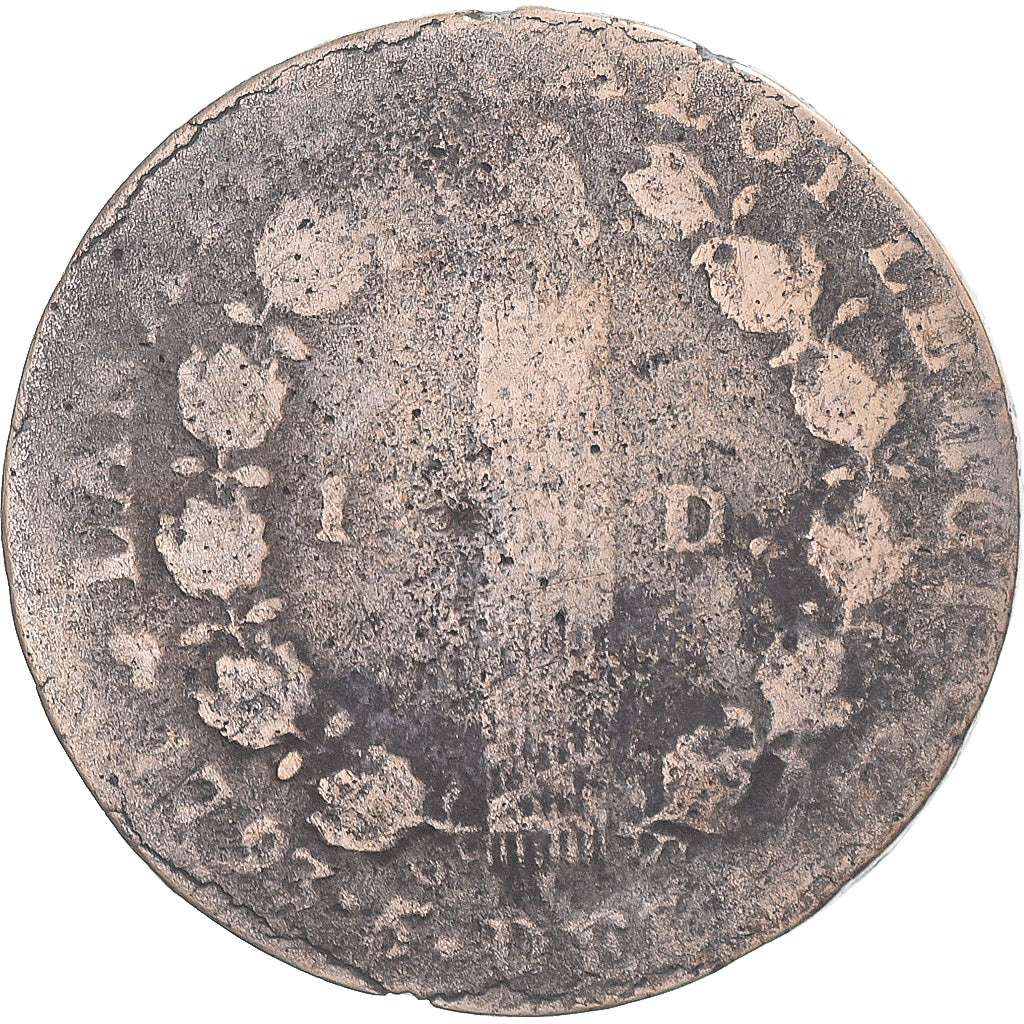 Moneta, Francja, 12 deniers françois, 12 Deniers, 1793, Dijon, VF(20-25)