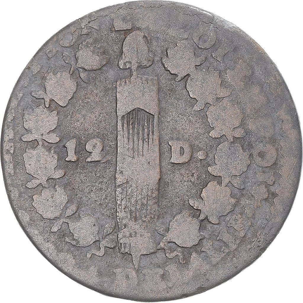 Moeda, França, 12 deniers françois, 12 Deniers, 1792, Nantes, VF(20-25)