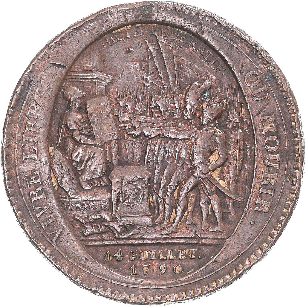 Moneda, Francia, Monneron de 5 Sols, 1792, BC+, Bronce