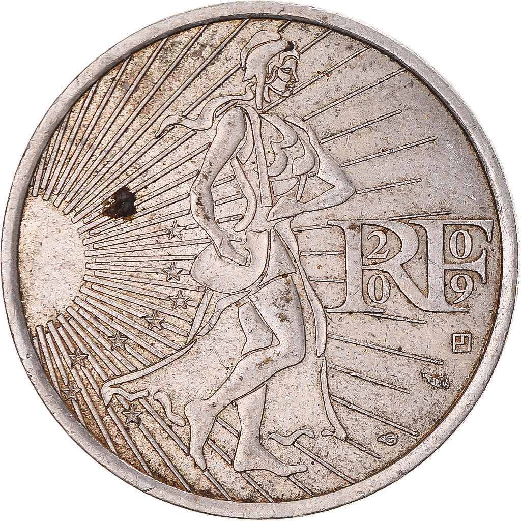 Francia, 10 Euro, 2009, Semeuse, MBC+, Plata, KM:1580