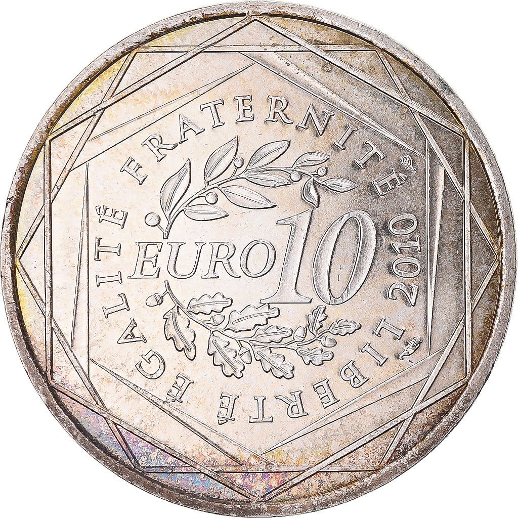 Francia, 10 Euro, 2010, Paris, Midi-Pyrénées, MBC+, Plata, KM:1663