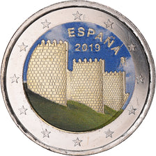 Spain, 2 Euro, Remparts d'Avila, 2019, Colourized, AU(55-58), Bi-Metallic