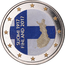 Finlandia, 2 Euro, Suomi 1917, 2017, Colourized, EBC, Bimetálico