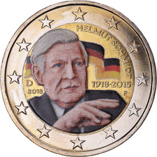 Germany, 2 Euro, Helmut Shmidt, 2018, Munich, Colourized, AU(55-58), Bi-Metallic