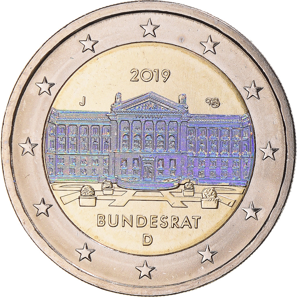 Deutschland, 2 Euro, Bundesrat, 2019, Munich, Colourized, VZ, Bi-Metallic