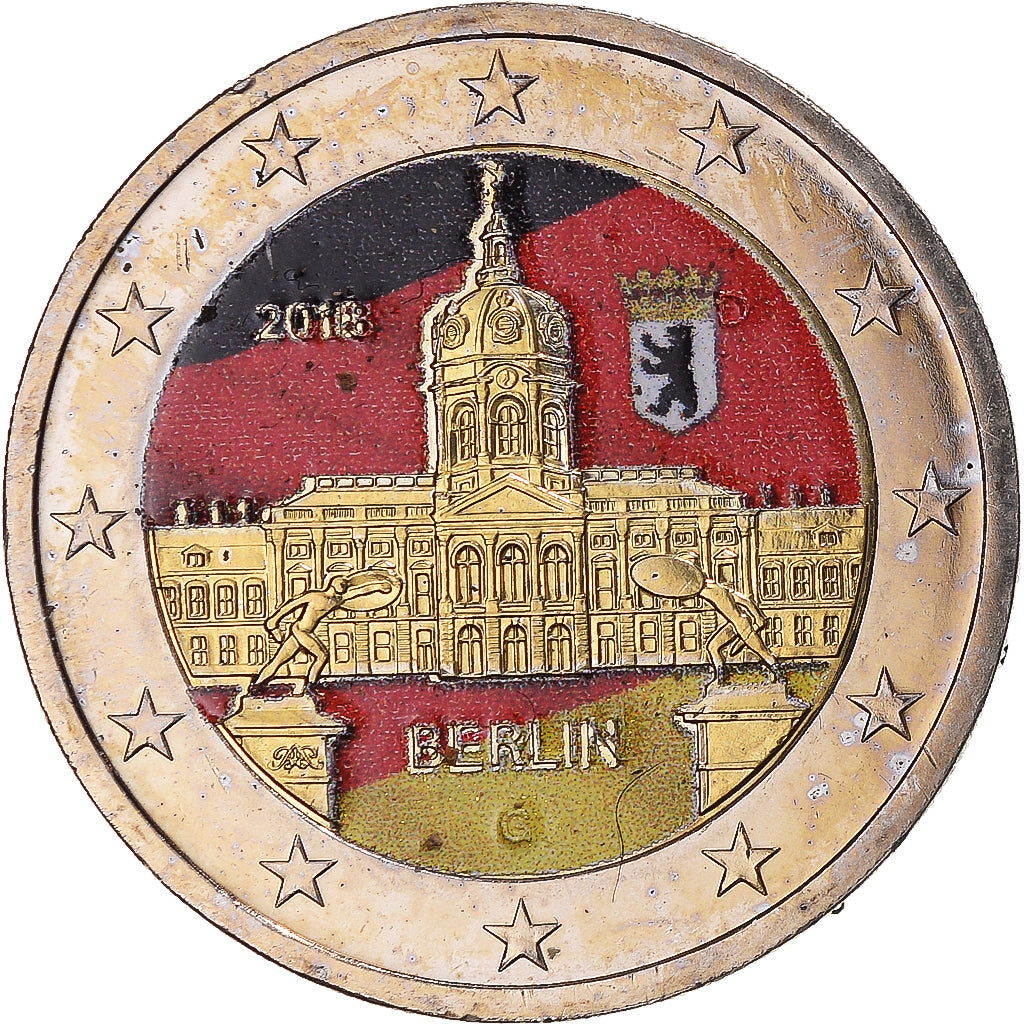 Germany, 2 Euro, berlin, 2018, Hambourg, Colourized, AU(55-58), Bi-Metallic
