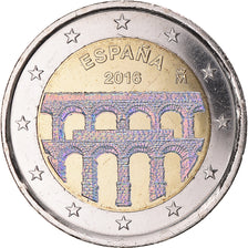 Spagna, 2 Euro, Aqueduc de Ségovie, 2016, Colourized, BB+, Bi-metallico