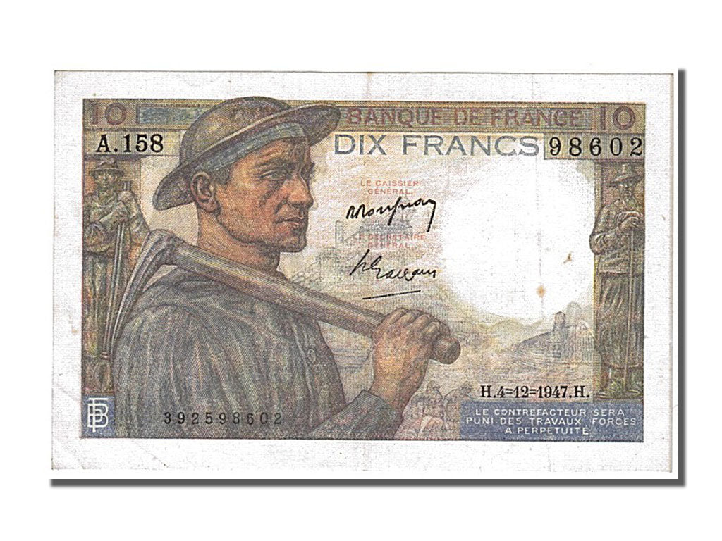 France, 10 Francs, 10 F 1941-1949 ''Mineur'', 1947, KM #99f, 1947-12-04,...