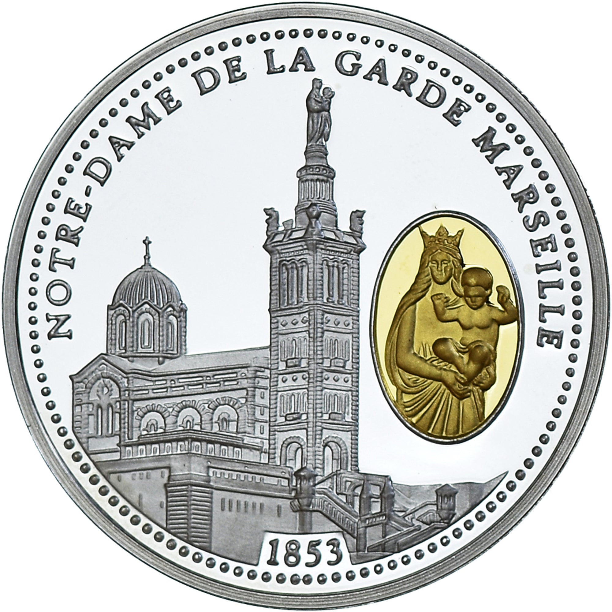 France, Medal, Provence, Notre-Dame de la Garde Marseille, MS(65-70), Silver