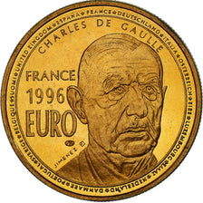 Francja, medal, Charles De Gaulle, 1 Euro Essai, 1996, Jimenez, MS(65-70), Stop