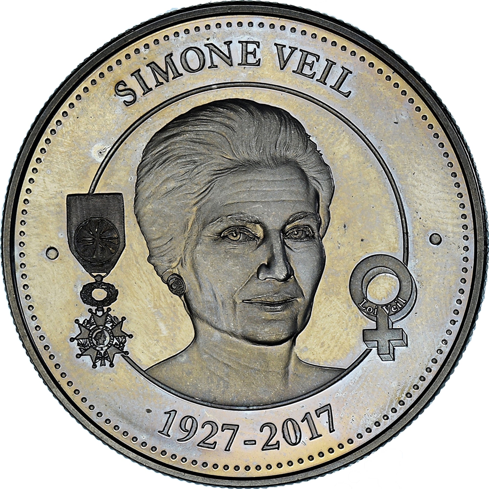 França, medalha, Simone Veil, Collection Panthéon, MS(64), Cobre-níquel