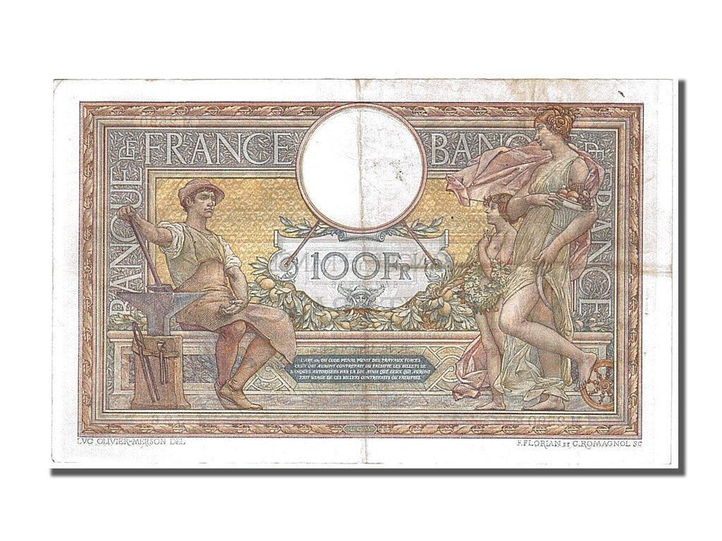 Banknote, France, 100 Francs, 100 F 1908-1939 ''Luc Olivier Merson'', 1914