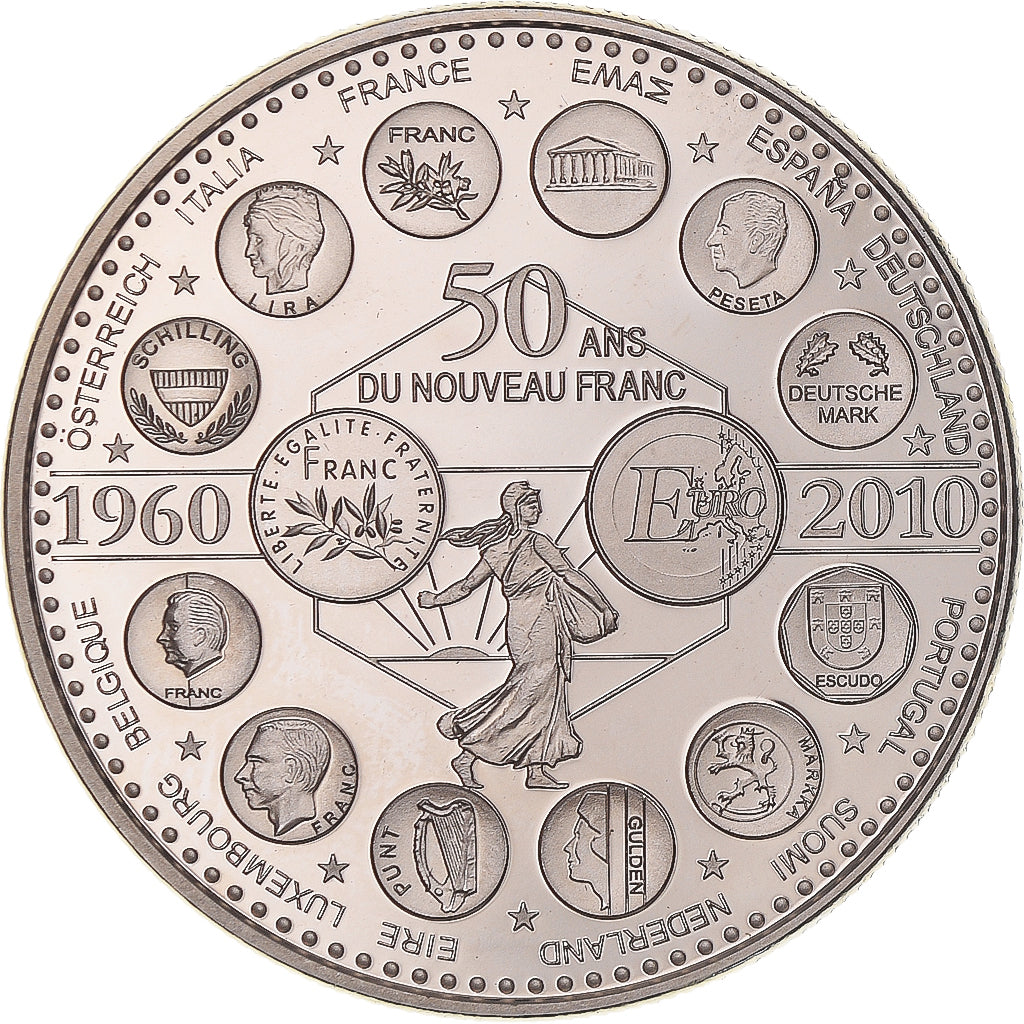 Frankreich, Medaille, L'Europe des XXVII, 50 ans du nouveau Franc, Bank, 2010