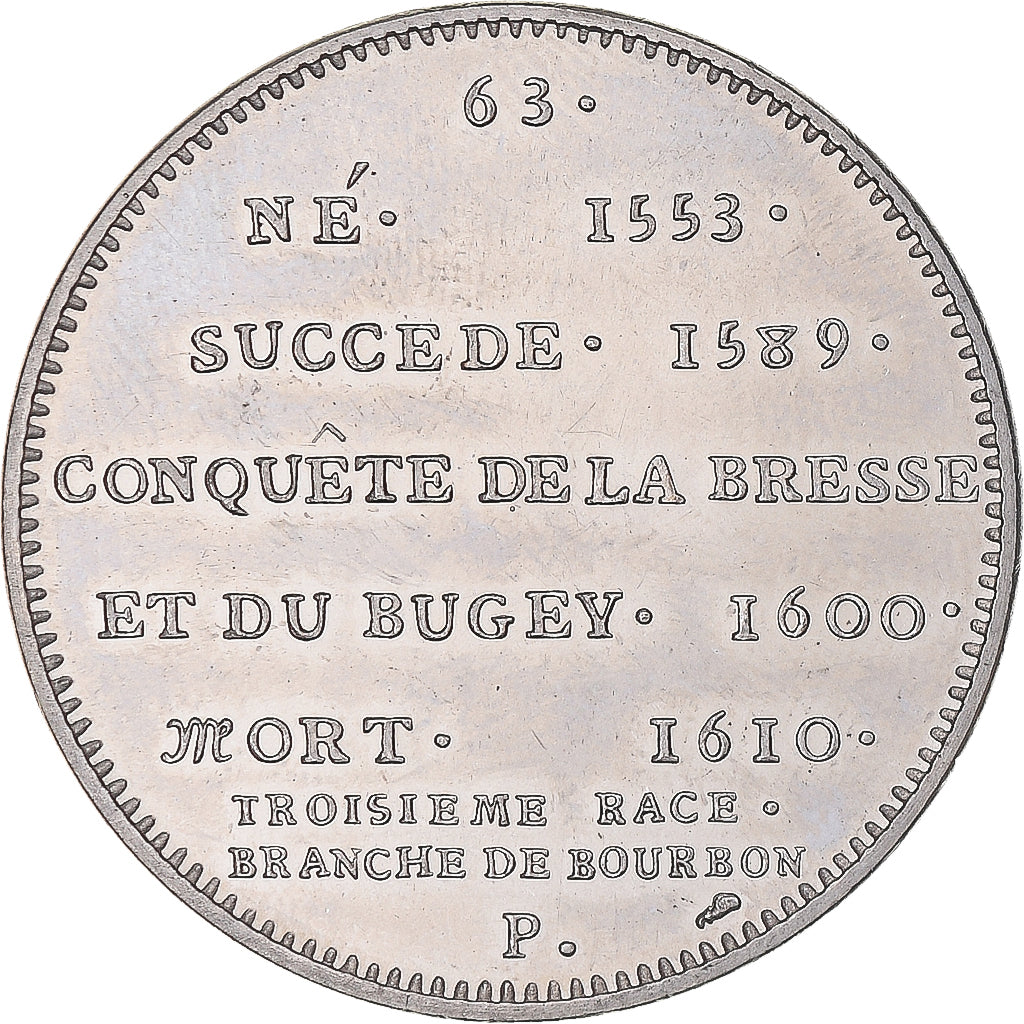 France, Medal, Les Rois de France, Henri IV, History, Piéfort, AU(55-58)