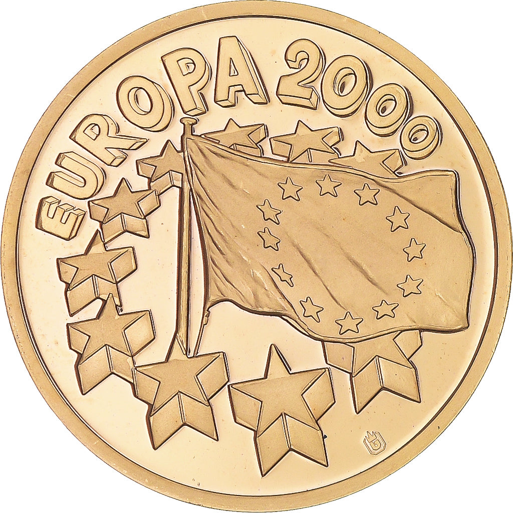 France, Medal, Europe, Europa, Politics, 2000, Colorized, MS(64), Copper Gilt