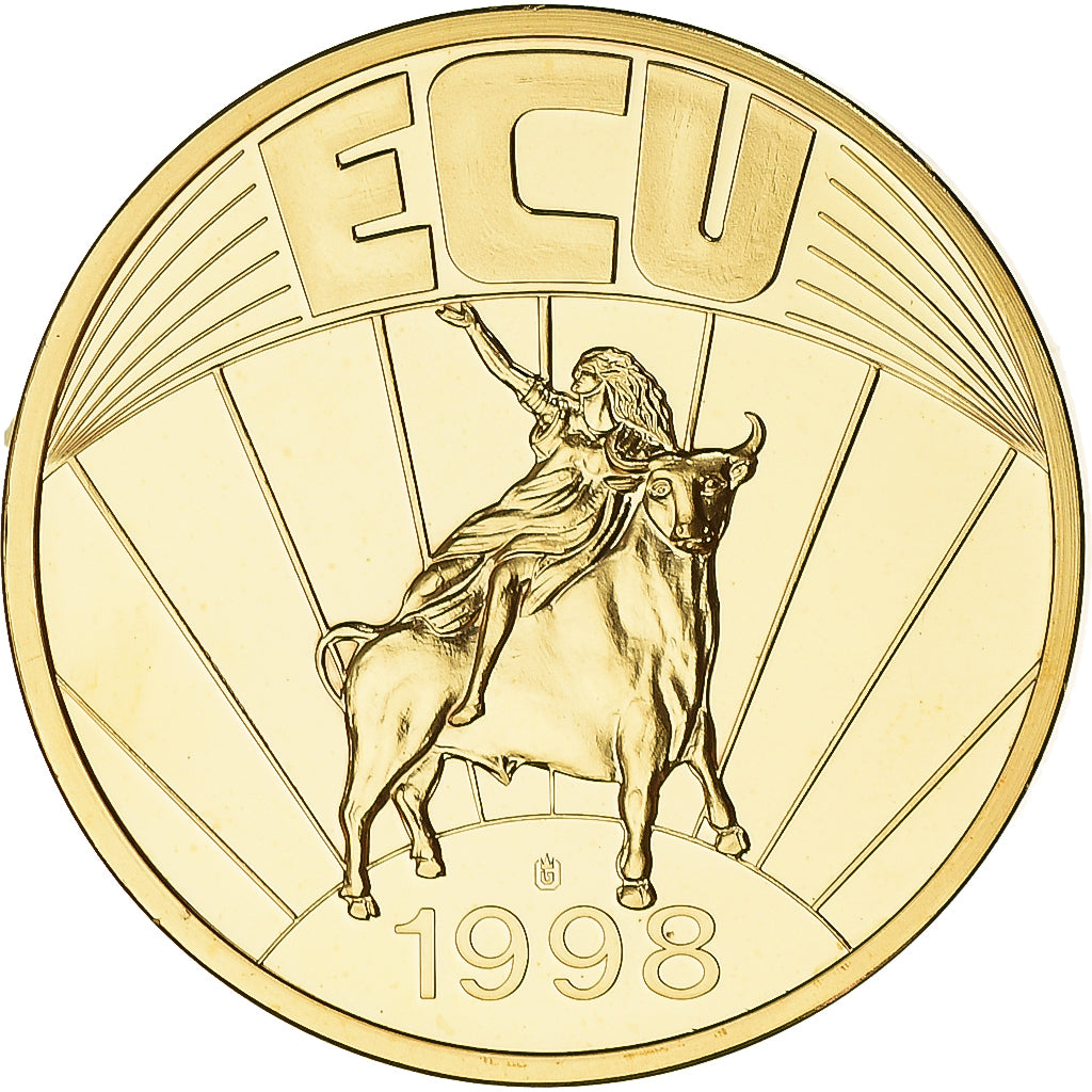 Frankreich, Medaille, Ecu Europa, Politics, 1998, UNZ+, Copper Gilt