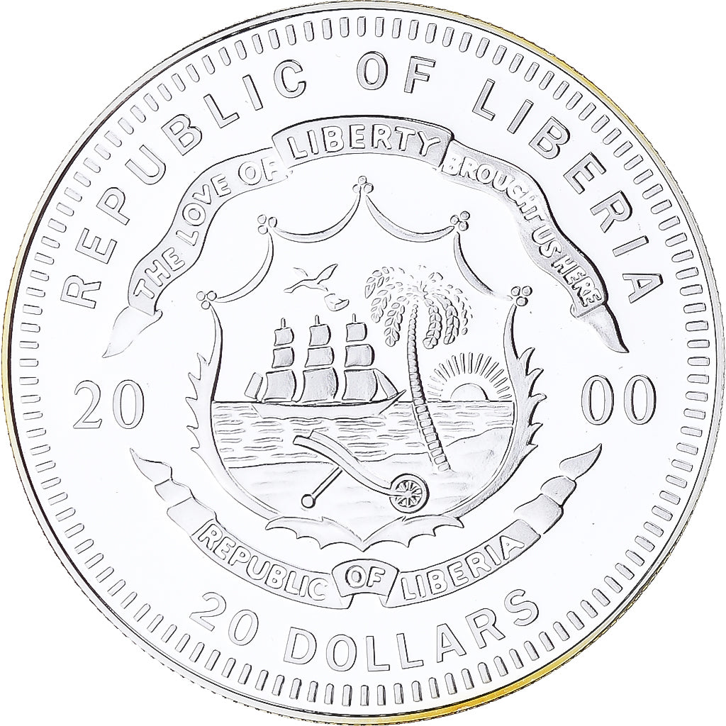 Coin, Liberia, Eole, 20 Dollars, 2000, Proof, MS(65-70), Silver
