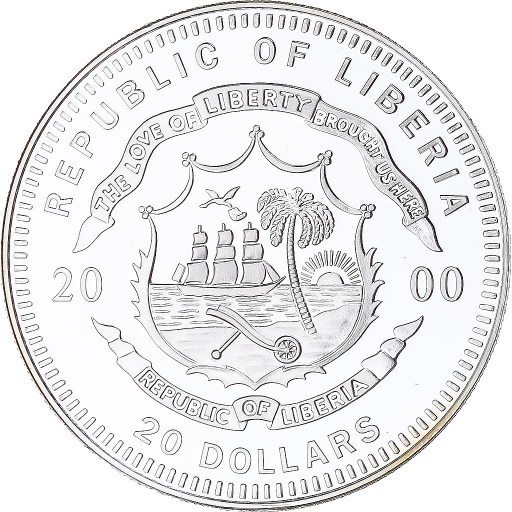 Coin, Liberia, Russkij Witiaz, 20 Dollars, 2000, Proof, MS(65-70), Silver