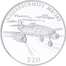 Coin, Liberia, Messerschmitt 262, 20 Dollars, 2000, Proof, MS(65-70), Silver