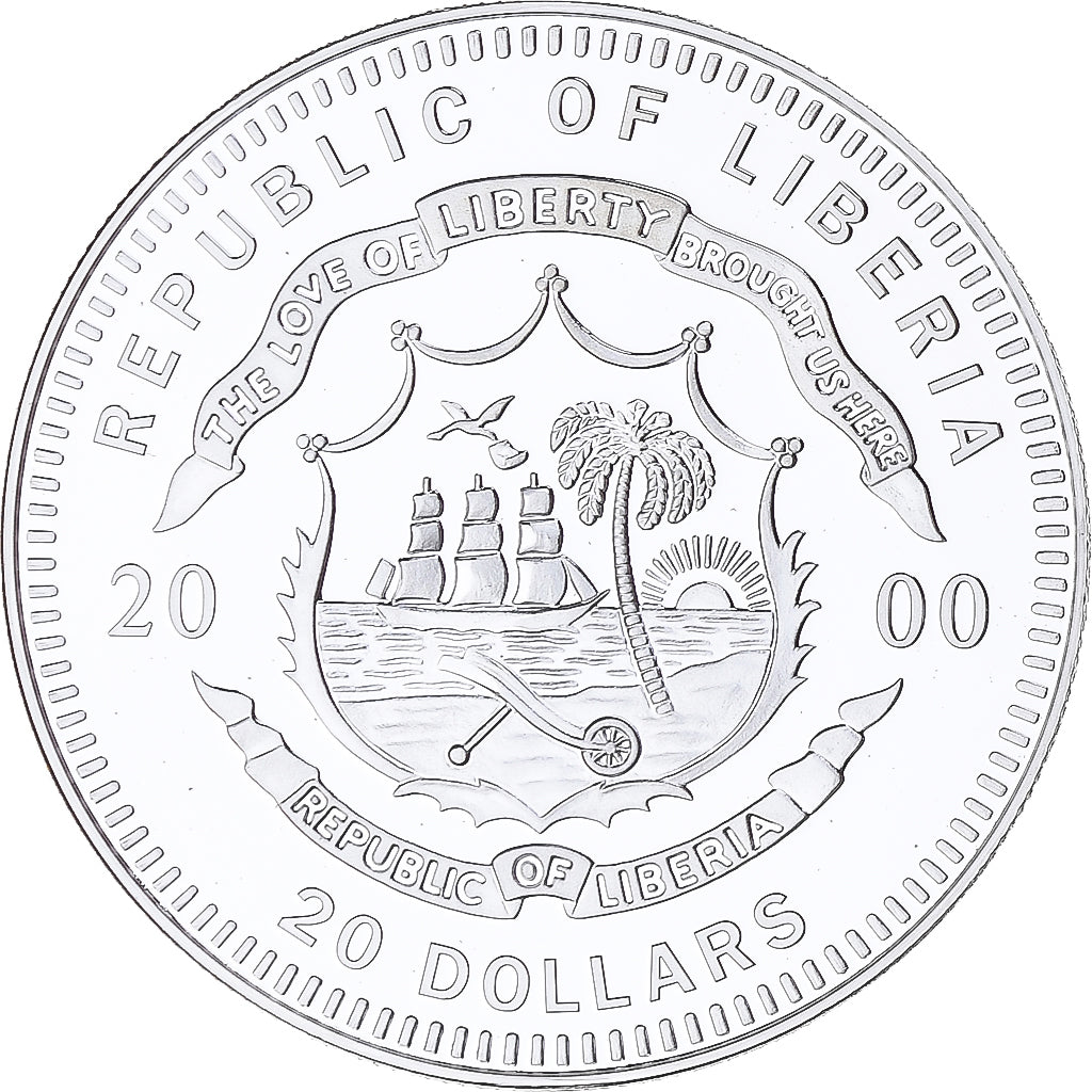 Coin, Liberia, Grumman F3F, 20 Dollars, 2000, Proof, MS(65-70), Silver