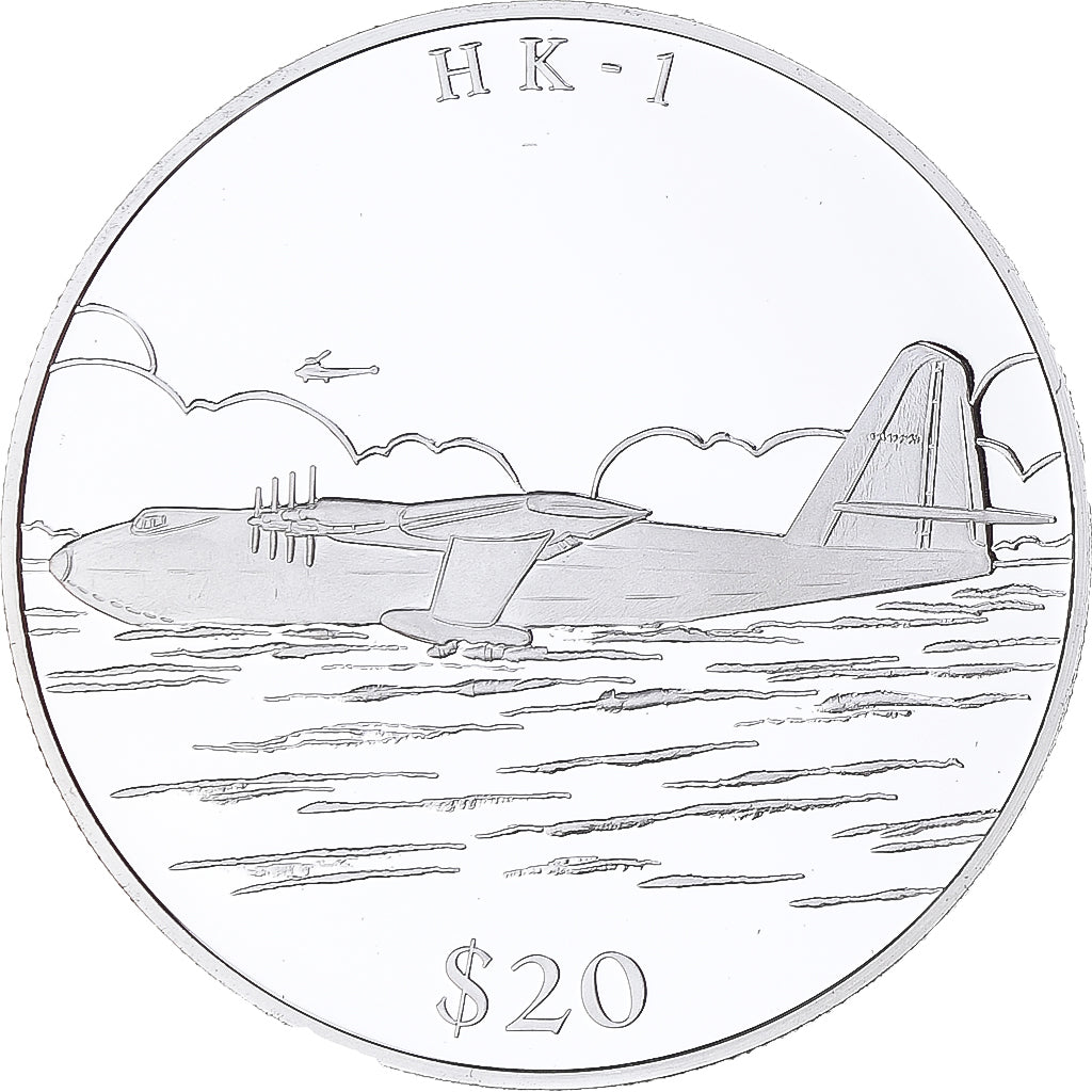 Moneta, Liberia, HK - 1, 20 Dollars, 2000, Proof, FDC, Argento
