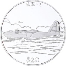 Moneta, Liberia, HK - 1, 20 Dollars, 2000, Proof, FDC, Argento