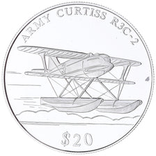 Moneda, Liberia, Curtiss R3C-2, 20 Dollars, 2000, Proof, FDC, Plata