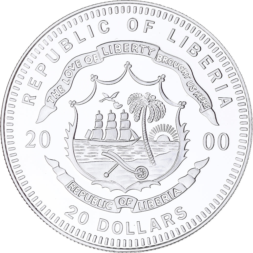 Coin, Liberia, Spirit of Saint Louis, 20 Dollars, 2000, Proof, MS(65-70), Silver