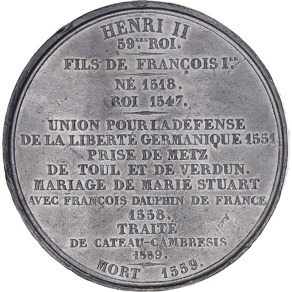 Frankreich, Medaille, Roi de france, Henri II, History, Caqué, VZ, Zinn