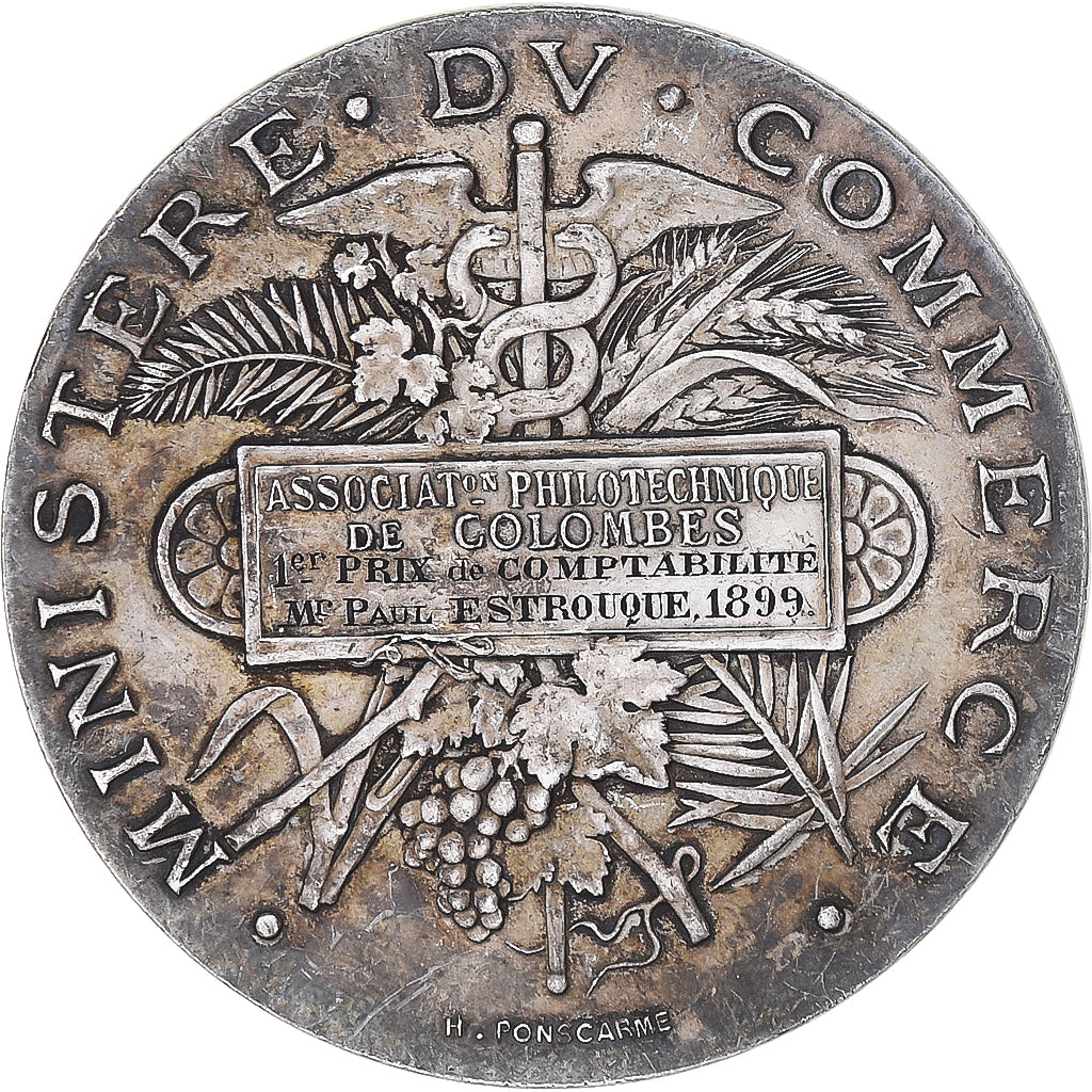 France, Médaille, Business Ministery, Politics, Society, War, 1899, Ponscarme