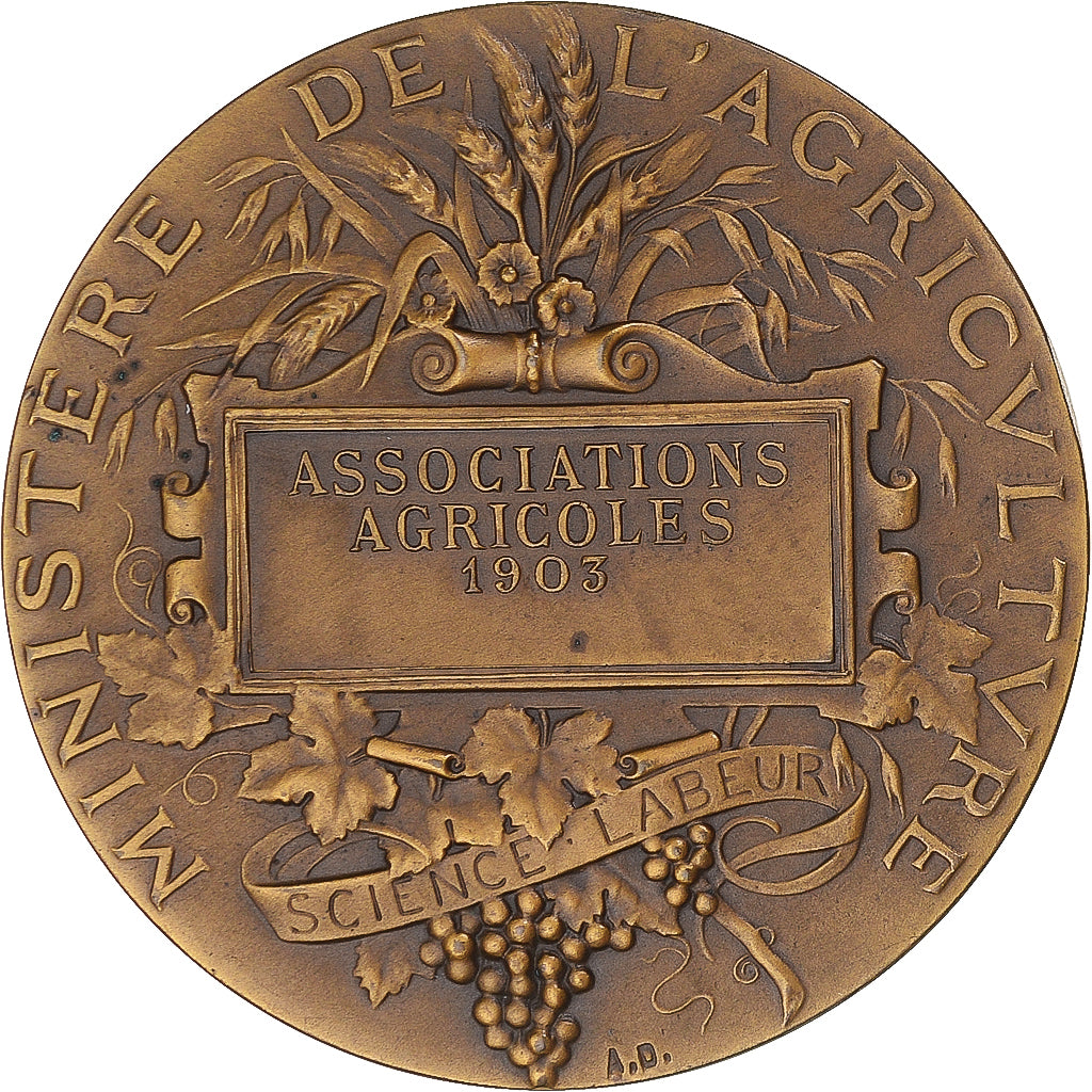 Francia, medalla, Ministère de l'Agriculture, Associations Agricoles, 1903