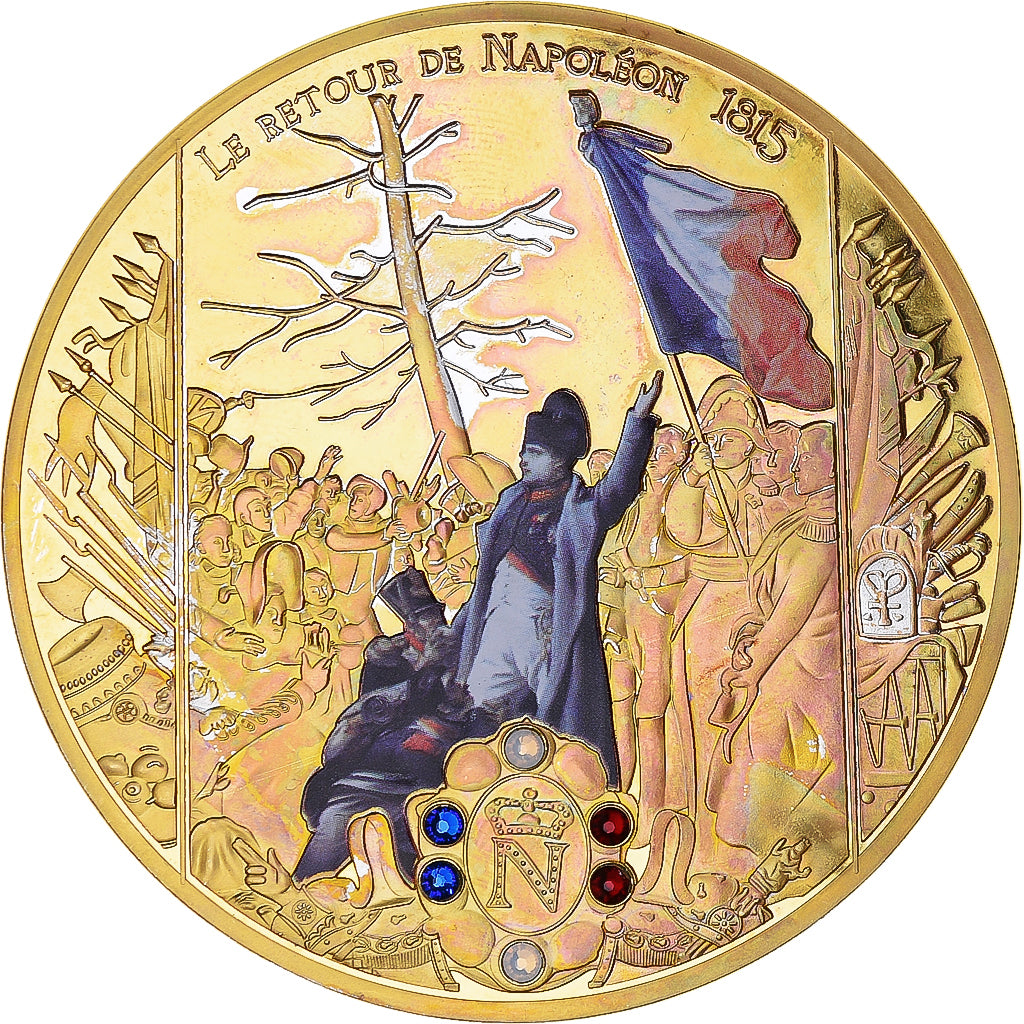 Frankreich, Medaille, Le Retour de Napoléon, 1815, 2015, SS+, Copper Gilt