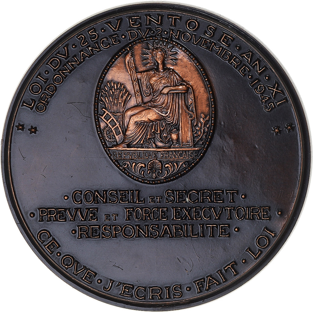France, Medal, Hommage au Notariat - Le Notaire, 1984, De Jaeger, AU(55-58)