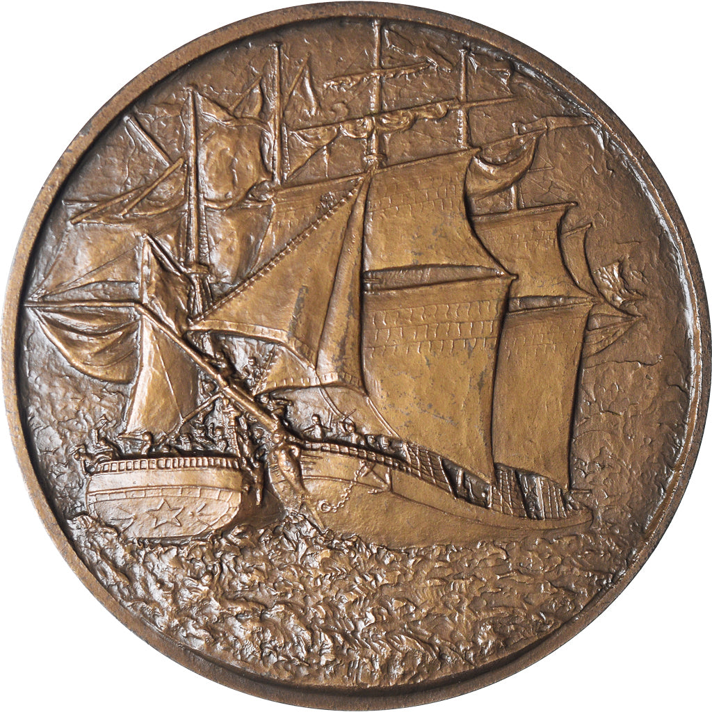 France, Médaille, Robert Surcouf Saint Malo Corsaire Pirate abordage d'un