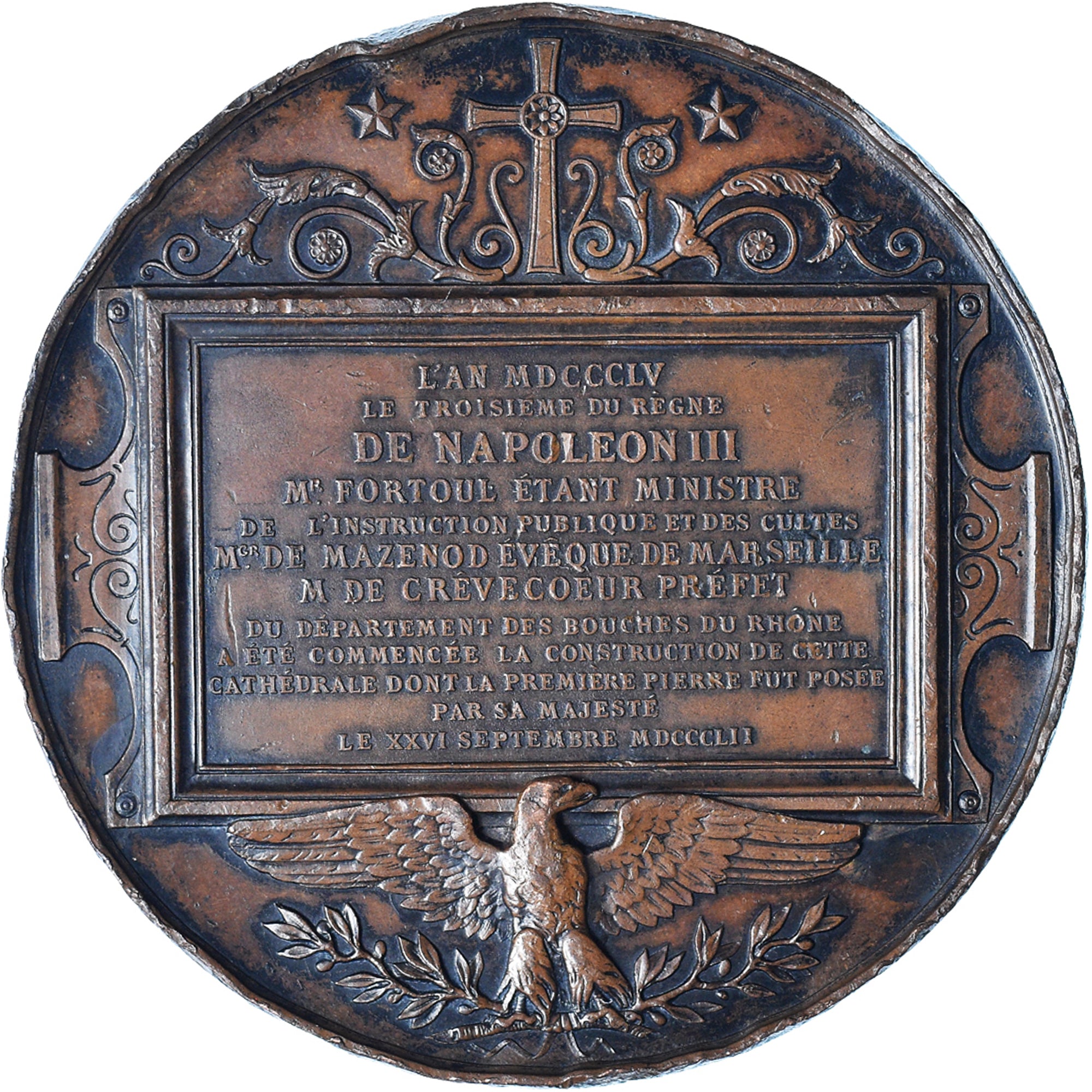 France, Medal, Napoléon III, Cathédrale de Marseille, History, 1855, OUDINÉ