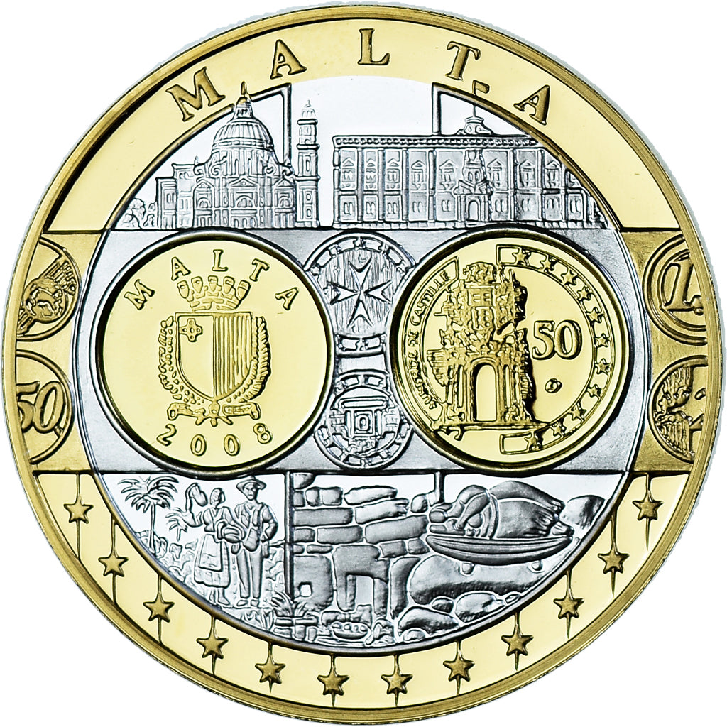 Malta, Medal, L'Europe, Malte, Politics, FDC, MS(65-70), Silver