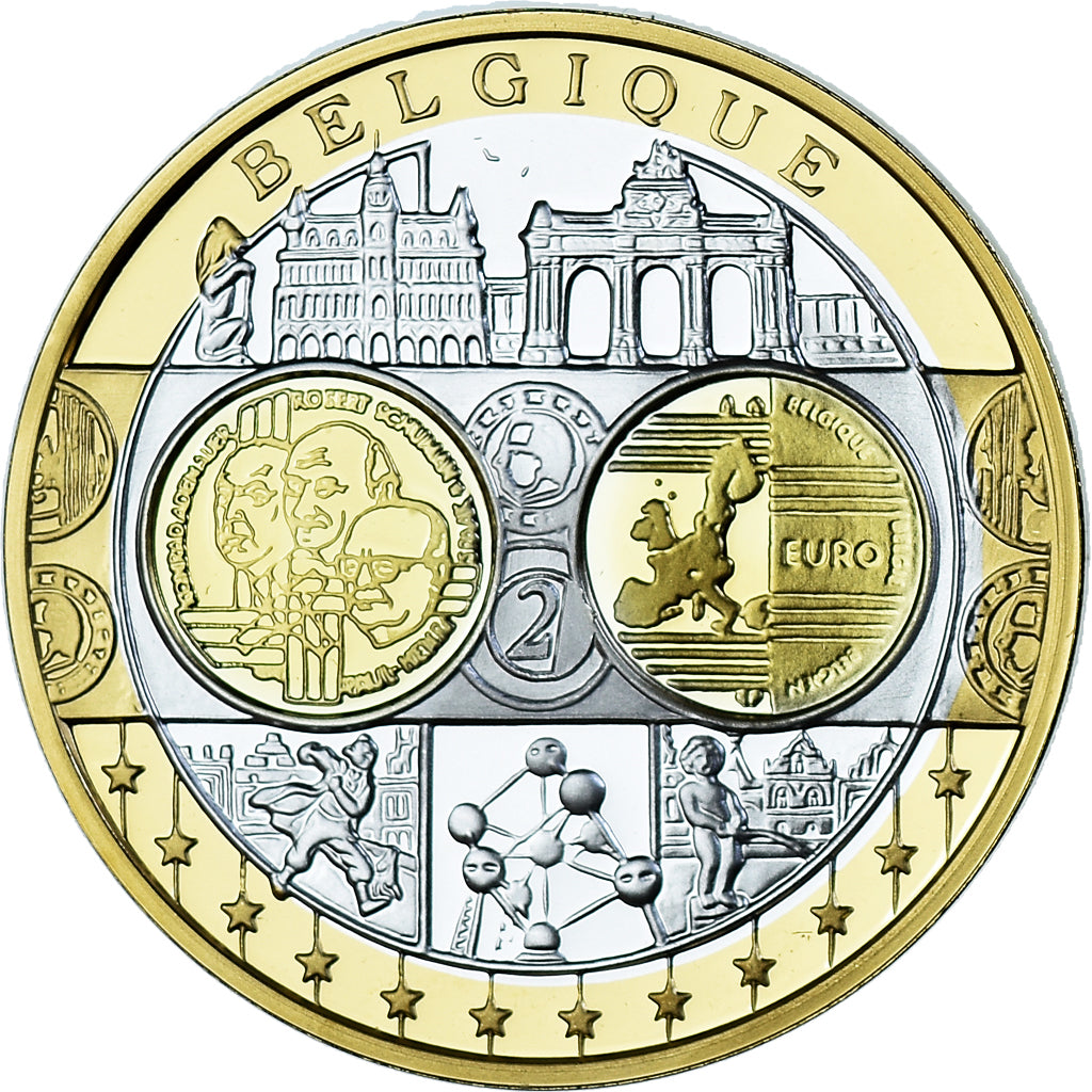 Belgium, Medal, L'Europe, Belgique, Politics, FDC, MS(65-70), Silver